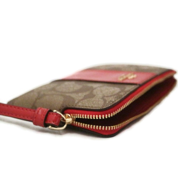 Coach Corner Zip Wristlet, True Red - Picture 4 of 7